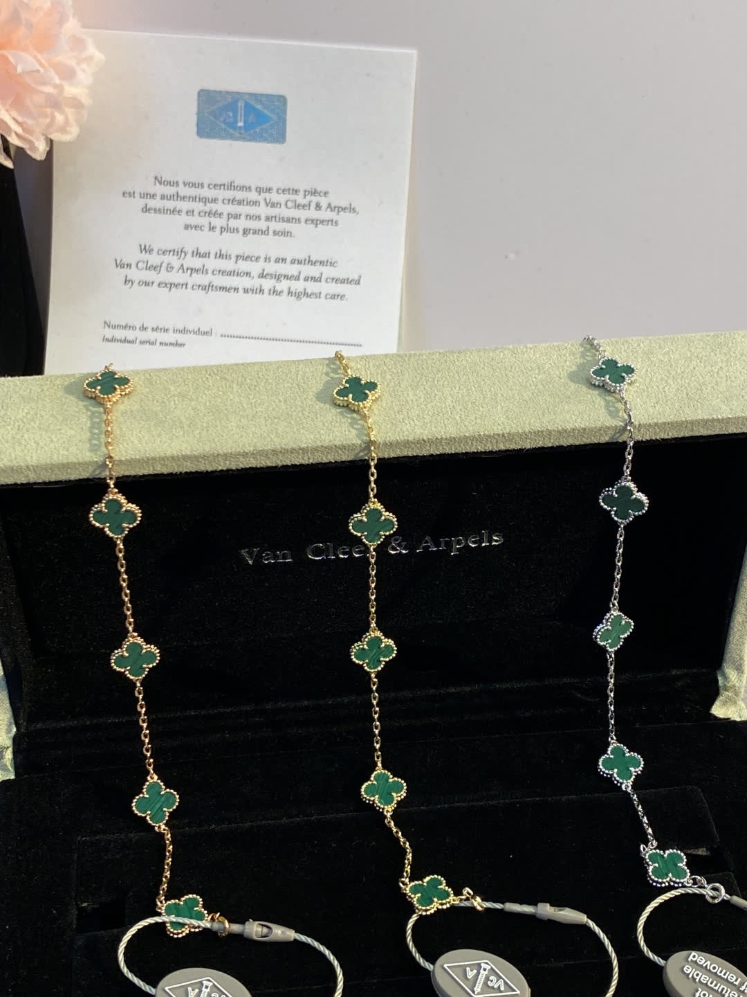 Van Cleef & Arpels Vintage Alhambra Emerald Green Enamel Bracelet